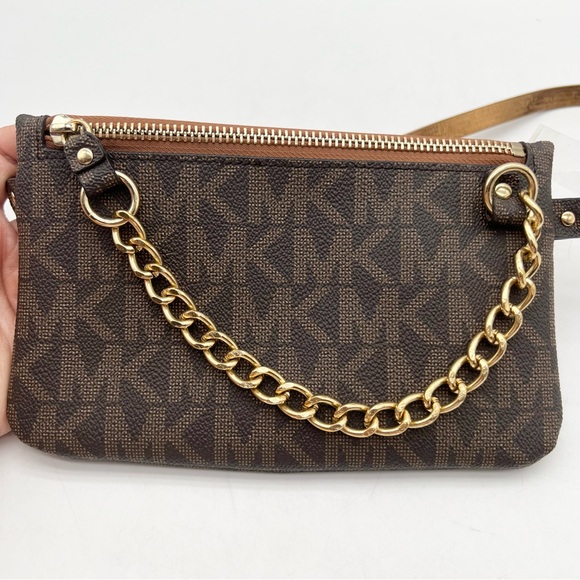 Michael Kors Saffiano Leather Logo Belt Bag Waist Wallet Brown NWOT Size Small - Picture 4 of 10